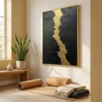 Black Gold Divide Black canvas with gold vein abstract wall decor - Image 5