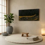 Black Tide Crest Tactile gold and dark seascape minimal wall decor - Image 5