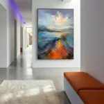 Cerulean Shore Deep blue hues impasto style color art wall decor - Image 5