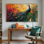 Chromatic Majesty Contemporary Abstract Peacock Wall Decor