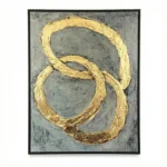 Connected Gold Interlocking metallic circles on concrete abstract wall decor - Image 2