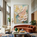 Cream Pastel Flora Soft yellow and pink petals color wall art - Image 4