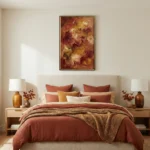 Crimson Fervor Textured red and ochre brushstrokes abstract art - Image 4