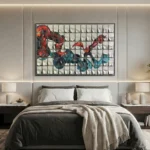 Crimson Tidal Flow – Abstract Textured Wall Decor - Image 5