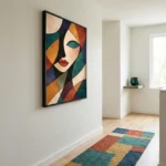 Cubist Muse Abstract portrait with rich, warm hues abstract wall art - Image 4