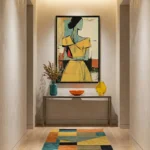 Cubist Ochre Muse Modern textured figurative painting color art
