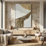 Draped Plaster – Neutral Abstract Canvas Wabi Sabi Art - Image 5