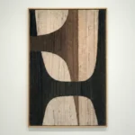 Earthen Tone Weave Dark brown and cream abstract textile Wabi Sabi wall decor - Image 2