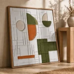 Terracotta Fields textured wall art shown framed on the wall in a styled interior