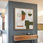 Terracotta Fields textured wall art shown framed on the wall in a styled interior