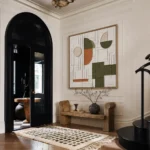 Terracotta Fields textured wall art shown framed on the wall in a styled interior