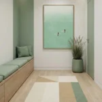 Emerald Horizon Two swimmers in green water Minimal art wall decor - Image 3