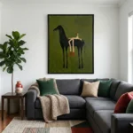 Emerald Noir Dark horse red boots textured green Textured wall art - Image 5