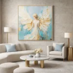 Ethereal Guardian Angel – Textured Wall Decor Abstract Art - Image 4