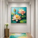 Ethereal Water Lotus – Textured Abstract Botanical Artwork - Image 4