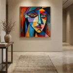 Fragmented Muse Textured cubist style painting color art wall decor - Image 4