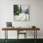 Frozen Summit Serenity Distant mountains in soft blue Color art wall decor