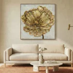 Gilded Organic Bloom Sculptural gold impasto floral textured art wall decor