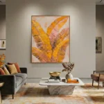 Golden Foliage Abstract – Textured ochre botanical print – Yellow Wall Art - Image 4