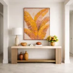 Golden Foliage Abstract – Textured ochre botanical print – Yellow Wall Art - Image 3