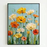 Golden Meadow Textured yellow and orange flowers. abstract wall art - Image 2