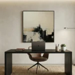 Ivory Flow Minimalist cream and black abstract painting Minimal wall art