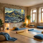 Midnight Coastal Swirl Swirling night sky over mountains abstract wall art - Image 5