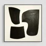 Modern  Black Shapes Wall Art – Minimalist Neutral Contemporary Canvas Print - Image 2