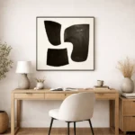 Modern  Black Shapes Wall Art – Minimalist Neutral Contemporary Canvas Print - Image 3