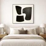 Modern  Black Shapes Wall Art – Minimalist Neutral Contemporary Canvas Print - Image 4