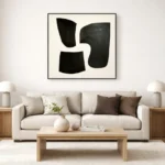 Modern  Black Shapes Wall Art – Minimalist Neutral Contemporary Canvas Print - Image 5