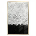 Monochrome Lunar Orbit Tactile white swirls on black contemporary minimal art - Image 2