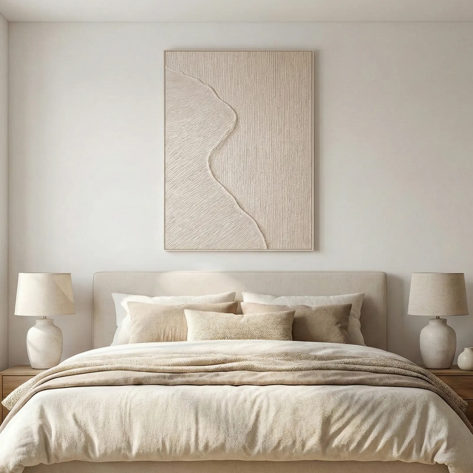Neutral Curve Abstract Monochromatic textured organic wall relief contemporary minimal art (2) Neutral Curve Abstract Monochromatic textured organic wall relief contemporary minimal art - Image 1