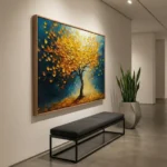 Radiant Azure Foliage Modern botanical textured piece color wall art - Image 4