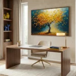 Radiant Azure Foliage Modern botanical textured piece color wall art - Image 3