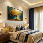 Radiant Azure Foliage Modern botanical textured piece color wall art - Image 5