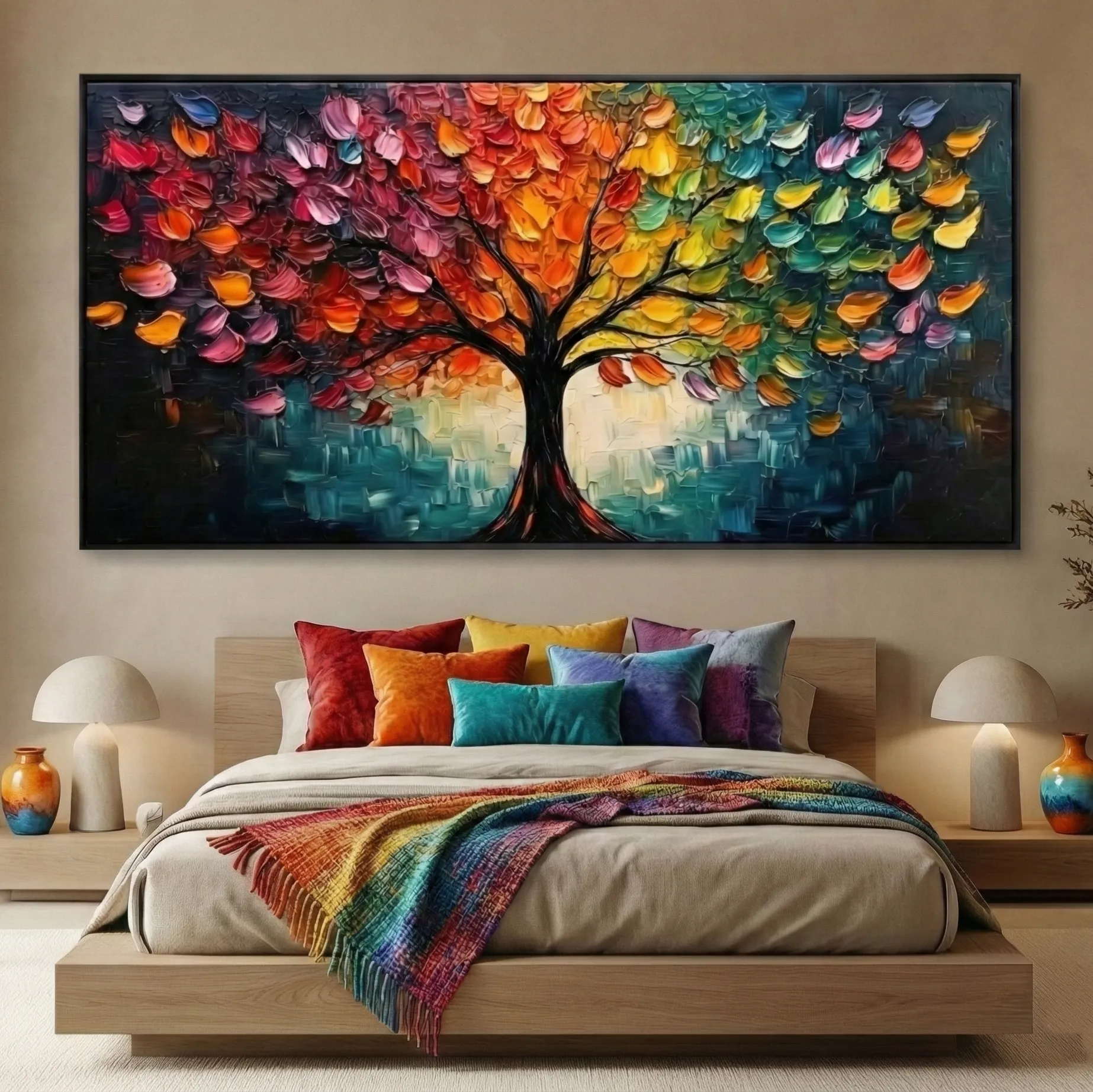 Radiant Canopy Bright multi-color abstract tree color wall art (2) Radiant Canopy Bright multi-color abstract tree color wall art - Image 1