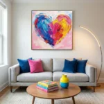Radiant Spectrum Heart Vivid blue pink yellow heart abstract wall decor - Image 5