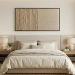 Rhythmic Earth Hand-carved waves and linear grain Minimal wall art