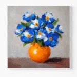 Sapphire Floral Study – Bold Palette Knife Canvas – Colorful Wall Art - Image 2
