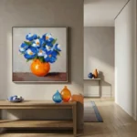 Sapphire Floral Study – Bold Palette Knife Canvas – Colorful Wall Art - Image 3