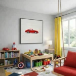 Scarlet Motion – Minimalist Red Sports Car Abstract Wall Art - Image 3