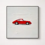 Scarlet Motion – Minimalist Red Sports Car Abstract Wall Art - Image 2