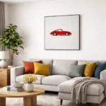 Scarlet Motion – Minimalist Red Sports Car Abstract Wall Art - Image 5