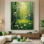 Serene Bloom White flowers in woods color art - Image 5