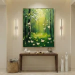 Serene Bloom White flowers in woods color art - Image 3