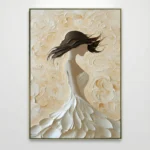 Serene Impasto Flow Neutral palette knife woman art Minimal wall art - Image 2