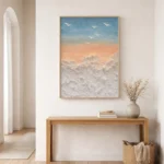 Serene Tides – 3D Minimalist Sea Foam Decor, Wabi Sabi Wall Art