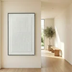 Silent Geometric Grid – Abstract White Wall Decor Wabi Sabi Wall Art - Image 4