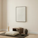 Silent Geometric Grid – Abstract White Wall Decor Wabi Sabi Wall Art - Image 5